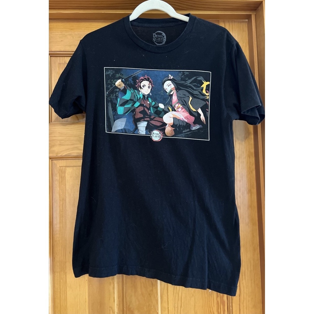Demon Slayer Anime Tanjiro and Nezuko Black T-Shirt Medium